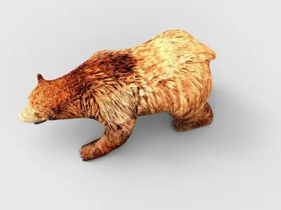 Red Bear Rigged 3D Models game Low-poly 3D model