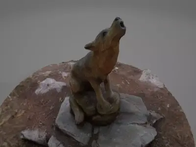 Wolf Wood Carving 3D model
