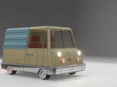 MiniTruck car with lights 3D model
