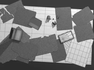 Aged photoes on the table 3D model