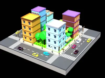 City H8 Low-poly 3D model