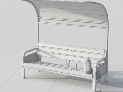 Sport Resting bench Long 2 3D model
