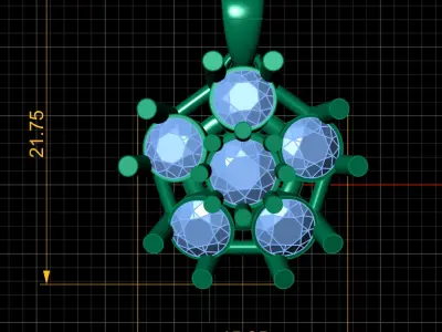 HEXAGON SHAPE DIAMOND PENDANT 3D PRINTABLE MODEL 3D print model