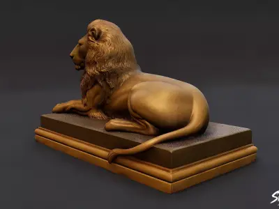Lion Statue V8 Low-poly 3D model