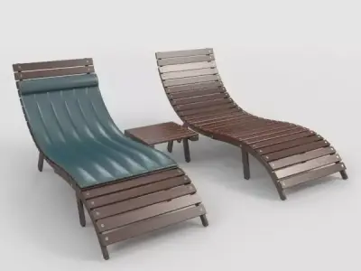 Sunbed-2 wooden table with two legs 3D model