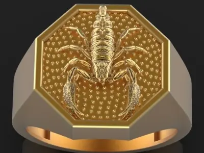 scorpion ring Silver Gold  Print 3D print model