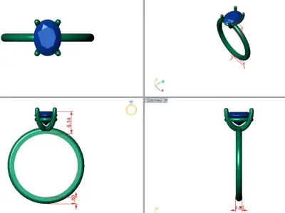 Oval Solitaire Ring Printable model 3dmodel  3D print model