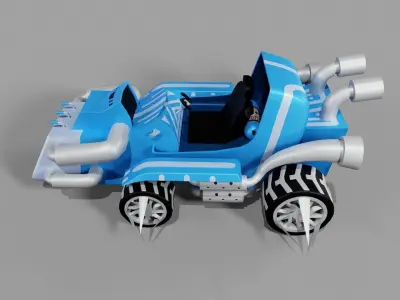 Blue Kart Low-poly 3D model