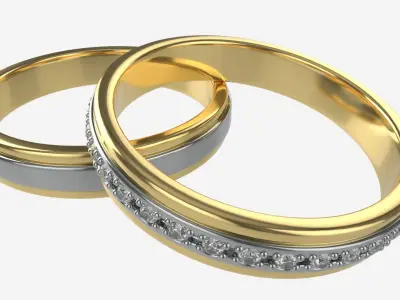 Gold Diamond Ring Jewelry 08 3D model