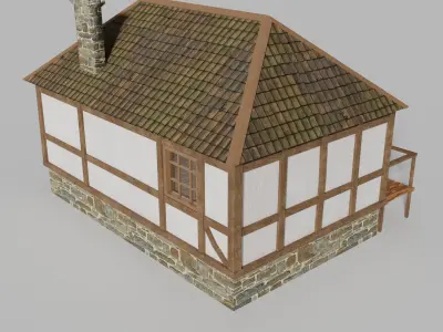 Medieval house Free low-poly 3D model 3