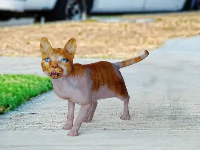 Calico Cat Rigged and Animated V2 in Blender Low-poly 3D model