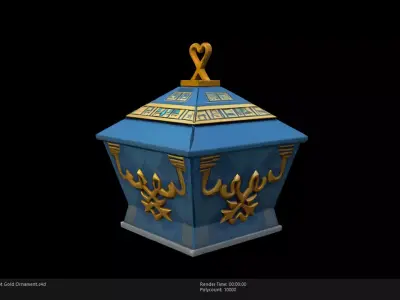 Low Poly Stylized Egypt Gold Ornament Low-poly 3D model