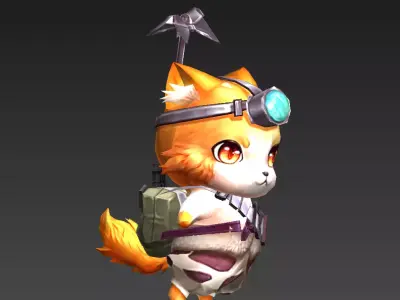 flying cat Low-poly 3D model