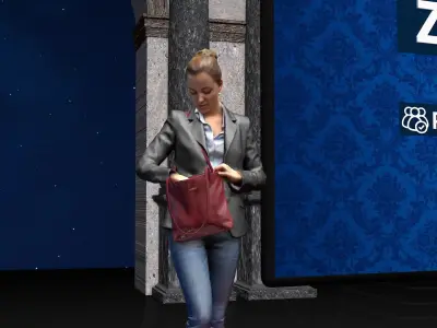 Virtual  Studio Chat Set Studio News zoom meeting 3D model 3D model