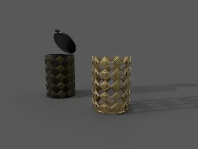Bin Low-poly 3D model two gold vases Low-poly 3D model