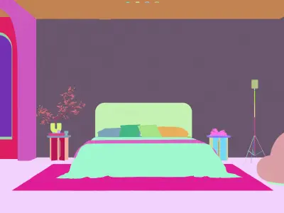 Comfortable bedroom interior scene 3D model 3D model