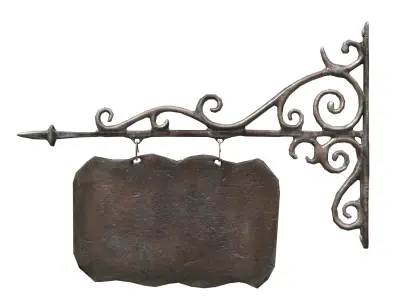 Signboard cast iron Low-poly 3D model