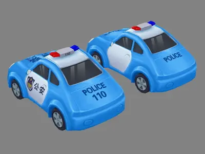Cartoon toy police car Low-poly 3D model