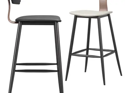 Semi bar chair ANT black 3D model