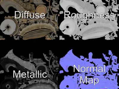 Ornate Tiered Fountain with Cherubs D Model Pack Low-poly 3D model