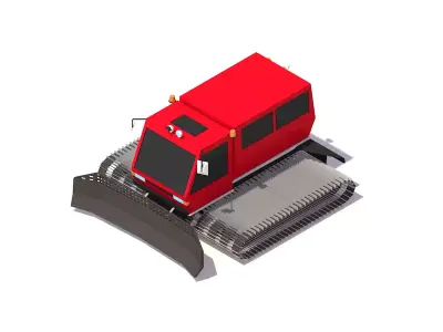 Cartoon Low Poly Snowcat Track Vehicle  Low-poly 3D model