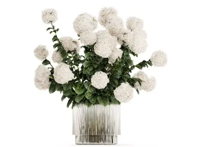 Festive Bouquet Glass Vase With White Hydrangea 581 3D model