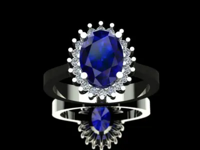 Sapphire Engagement Ring 3D print model