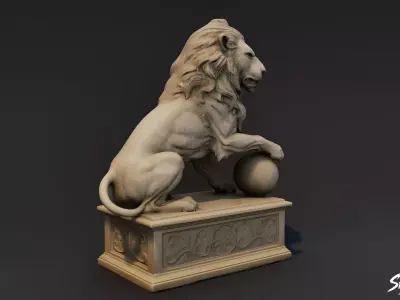 Lion Statue V3 Low-poly 3D model