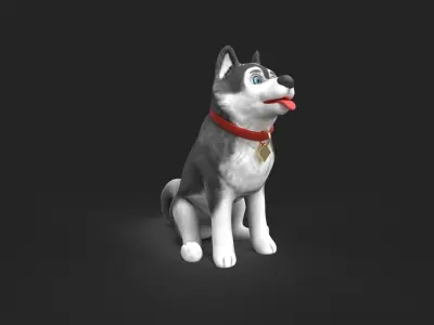 Cartoon Dog Sitting Low-poly 3D model