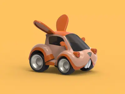 Cartoon Car Rabbit Head  3D model