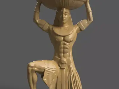 Egyptian Pharaoh Statue Bowl alexa handle candle holder 1 3D print model