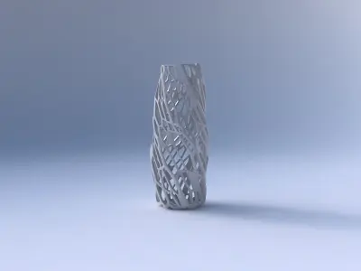 Vase twisted arc hexagon with faceted organic lattice 3D print model
