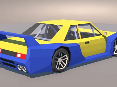 Low Poly Muscle Touring Car with Interior MOBILE READY Low-poly 3D model