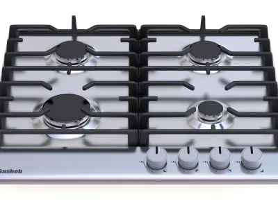 Gas hob Low-poly 3D model