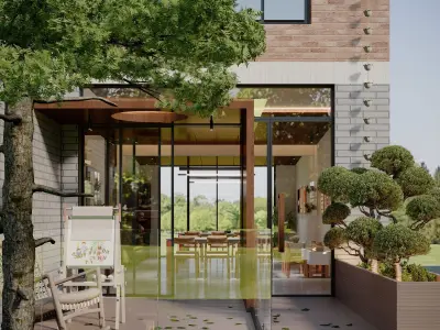 Wabi-sabi wind handicraft room garden balcony home view Free 3D model