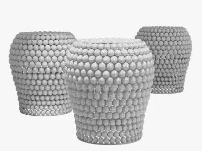 Rouge decor iron beaded black stool 3D model