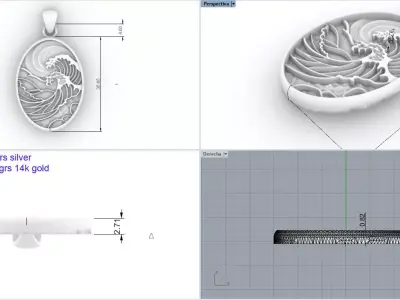 waves pendant for enameling 3D print model