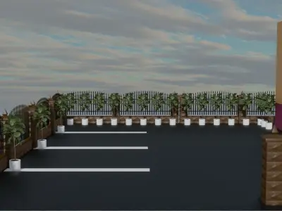 Store With Parking Free Market Free 3D model