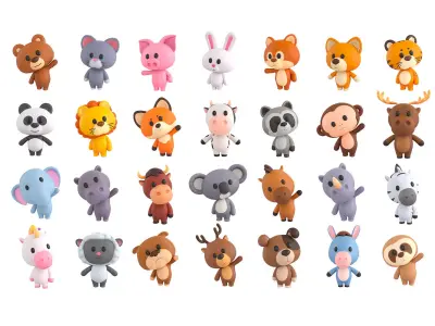 Pack007 Rigged Cartoon Animal Pack 1 3D model