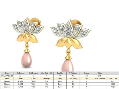 Solitaire Women Flower Drop Earring 3D print model purchase