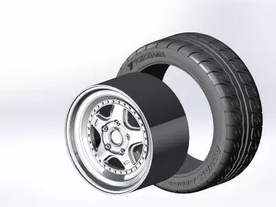 Wheel 16in for scale model tire with realistic tread pattern 3D print model