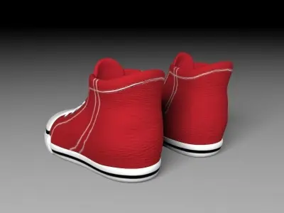 Cartoon red shoes Low-poly 3D model
