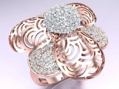 Bee ring - Italian rings - Three petaled flower - N6690 3D print model