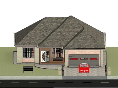 3bedroom house model Low-poly 3D model