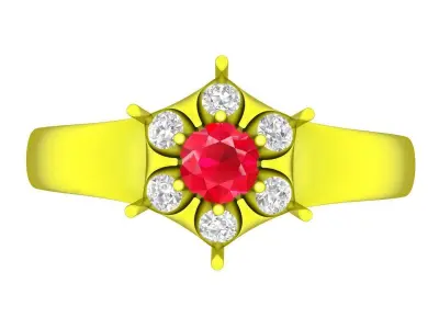 Luxury Round Gemstone Floral Ring 3D Model for Fine Jewelry 5277 3D print model