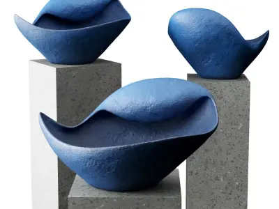 Blue shell vase ceramic Low-poly 3D model