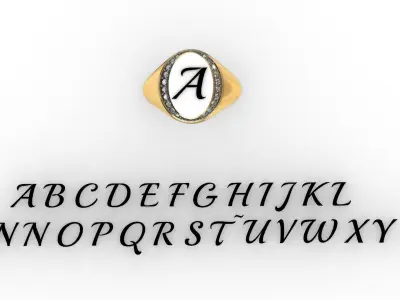 Mens ring for letter engraving 3D print model