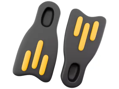 3d  yellow and black flippers cartoon icon 3D model
