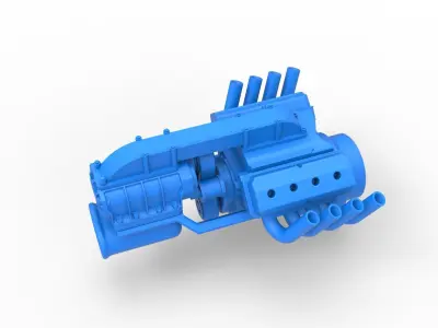 Engine V8 for vintage dragster Version 3 Scale 1 to 25 3D print model