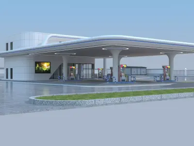 Gas station 3D model 8